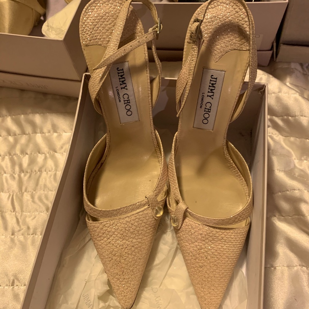 Jimmy Choo Karung Glitter pink Sling Heels